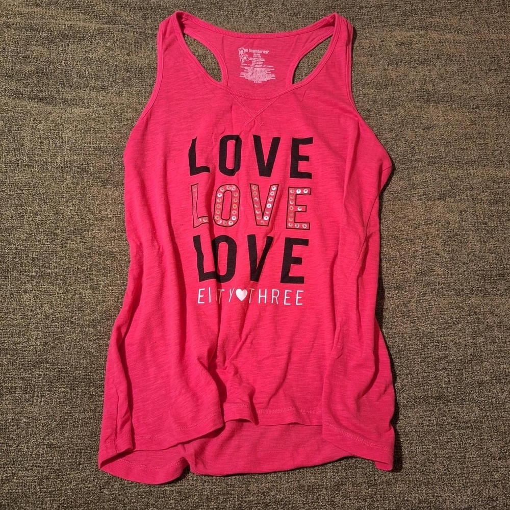 No Boundaries Pink Graphic Racerback Tank Top